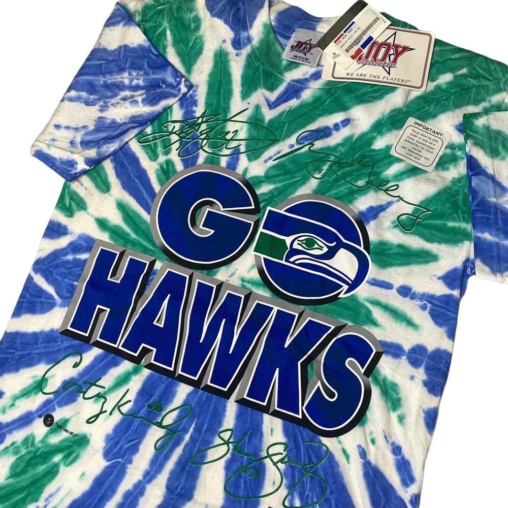 Vintage Seattle Seahawks T Shirt Deadstock Medium Tie Dye NWT Springs Galloway